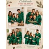 image:imageSWOMOG Christmas Matching Family Pajamas Set Silk Satin Button Down Long Sleeve WomenMenKids 2PCS Holiday SleepwearGreen Emerald