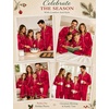 image:imageSWOMOG Christmas Matching Family Pajamas Set Silk Satin Button Down Long Sleeve WomenMenKids 2PCS Holiday SleepwearRed