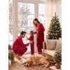 image:imageSWOMOG Couple Satin Matching Pajamas Sets Long Sleeve Silk Button Down Pjs Set Nightwear SleepwearRed