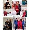 image:imageSWOMOG Family Christmas Pajamas Matching Sets Stain Silk Family Pajamas Long Sleeve Button Down Pj Set Holiday SleepwearBindingdeep Navy Blue
