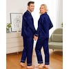 image:imageSWOMOG Family Christmas Pajamas Matching Sets Stain Silk Family Pajamas Long Sleeve Button Down Pj Set Holiday SleepwearBindingdeep Navy Blue