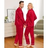 image:imageSWOMOG Family Christmas Pajamas Matching Sets Stain Silk Family Pajamas Long Sleeve Button Down Pj Set Holiday SleepwearBindingred