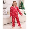 image:imageSWOMOG Family Christmas Pajamas Matching Sets Stain Silk Family Pajamas Long Sleeve Button Down Pj Set Holiday SleepwearBindingred Candy Cane