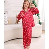 image:imageSWOMOG Family Christmas Pajamas Matching Sets Stain Silk Family Pajamas Long Sleeve Button Down Pj Set Holiday SleepwearBindingred Candy Cane