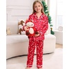 image:imageSWOMOG Family Christmas Pajamas Matching Sets Stain Silk Family Pajamas Long Sleeve Button Down Pj Set Holiday SleepwearBindingred Candy Cane