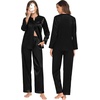 image:imageSWOMOG Family Christmas Pajamas Matching Sets Stain Silk Family Pajamas Long Sleeve Button Down Pj Set Holiday SleepwearBlack