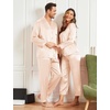 image:imageSWOMOG Family Christmas Pajamas Matching Sets Stain Silk Family Pajamas Long Sleeve Button Down Pj Set Holiday SleepwearChampagne