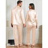 image:imageSWOMOG Family Christmas Pajamas Matching Sets Stain Silk Family Pajamas Long Sleeve Button Down Pj Set Holiday SleepwearChampagne