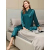 image:imageSWOMOG Family Christmas Pajamas Matching Sets Stain Silk Family Pajamas Long Sleeve Button Down Pj Set Holiday SleepwearGreen