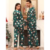 image:imageSWOMOG Family Christmas Pajamas Matching Sets Stain Silk Family Pajamas Long Sleeve Button Down Pj Set Holiday SleepwearGreen Santa