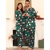 image:imageSWOMOG Family Christmas Pajamas Matching Sets Stain Silk Family Pajamas Long Sleeve Button Down Pj Set Holiday SleepwearGreen Santa