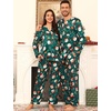 image:imageSWOMOG Family Christmas Pajamas Matching Sets Stain Silk Family Pajamas Long Sleeve Button Down Pj Set Holiday SleepwearGreen Santa