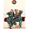 image:imageSWOMOG Family Christmas Pajamas Matching Sets Stain Silk Family Pajamas Long Sleeve Button Down Pj Set Holiday SleepwearGreen Santa