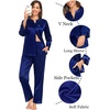 image:imageSWOMOG Family Christmas Pajamas Matching Sets Stain Silk Family Pajamas Long Sleeve Button Down Pj Set Holiday SleepwearNavy Blue