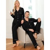 image:imageSWOMOG Family Christmas Pajamas Set Long Sleeve Button Down Sleepwear Festival Party Xmas Holiday Pjs SetBlack