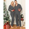 image:imageSWOMOG Family Christmas Pajamas Set Long Sleeve Button Down Sleepwear Festival Party Xmas Holiday Pjs SetDeep Grey
