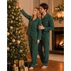 image:imageSWOMOG Family Christmas Pajamas Set Long Sleeve Button Down Sleepwear Festival Party Xmas Holiday Pjs SetGreen Stripes