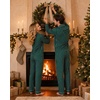 image:imageSWOMOG Family Christmas Pajamas Set Long Sleeve Button Down Sleepwear Festival Party Xmas Holiday Pjs SetGreen Stripes