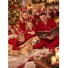 image:imageSWOMOG Family Christmas Pajamas Set Long Sleeve Button Down Sleepwear Festival Party Xmas Holiday Pjs SetRed