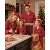image:imageSWOMOG Family Christmas Pajamas Set Long Sleeve Button Down Sleepwear Festival Party Xmas Holiday Pjs SetRed Stripes