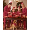 image:imageSWOMOG Family Christmas Pajamas Set Long Sleeve Button Down Sleepwear Festival Party Xmas Holiday Pjs SetRed Stripes