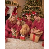 image:imageSWOMOG Family Christmas Pajamas Set Long Sleeve Button Down Sleepwear Festival Party Xmas Holiday Pjs SetRed Stripes