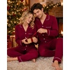 image:imageSWOMOG Family Christmas Pajamas Set Long Sleeve Button Down Sleepwear Festival Party Xmas Holiday Pjs SetWine Red