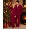 image:imageSWOMOG Family Christmas Pajamas Set Long Sleeve Button Down Sleepwear Festival Party Xmas Holiday Pjs SetWine Red
