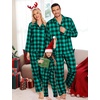 image:imageSWOMOG Family Matching Christmas Pajama Sets UltraSoft PJs Sets Long Sleeve Button Down SleepwearGreen Plaid