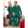 image:imageSWOMOG Family Matching Christmas Pajama Sets UltraSoft PJs Sets Long Sleeve Button Down SleepwearGreen Plaid