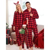 image:imageSWOMOG Family Matching Christmas Pajama Sets UltraSoft PJs Sets Long Sleeve Button Down SleepwearRed Plaid