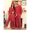 image:imageSWOMOG Family Matching Pajamas Set Button Down Sleepwear Long Sleeve Nightwear Christmas PJS Holiday Pajamas1 Red Stripe