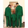 image:imageSWOMOG Family Matching Pajamas Set Button Down Sleepwear Long Sleeve Nightwear Christmas PJS Holiday Pajamas2 Green Plaid