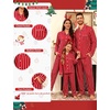 image:imageSWOMOG Family Matching Pajamas Set Button Down Sleepwear Long Sleeve Nightwear Christmas PJS Holiday Pajamas2 Red Stripe