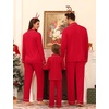 image:imageSWOMOG Family Matching Pajamas Set Button Down Sleepwear Long Sleeve Nightwear Christmas PJS Holiday Pajamas3 Red
