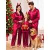 image:imageSWOMOG Family Matching Pajamas Set Satin Long Sleeve Button Down 2 PCS Pjs Pajama Top amp Pants Holiday Sleepwear SetBurgundy