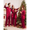 image:imageSWOMOG Family Matching Pajamas Set Satin Long Sleeve Button Down 2 PCS Pjs Pajama Top amp Pants Holiday Sleepwear SetBurgundy