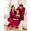 image:imageSWOMOG Family Matching Pajamas Set Satin Long Sleeve Button Down 2 PCS Pjs Pajama Top amp Pants Holiday Sleepwear SetBurgundy