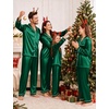 image:imageSWOMOG Family Matching Pajamas Set Satin Long Sleeve Button Down 2 PCS Pjs Pajama Top amp Pants Holiday Sleepwear SetEmerald Green