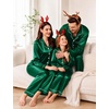 image:imageSWOMOG Family Matching Pajamas Set Satin Long Sleeve Button Down 2 PCS Pjs Pajama Top amp Pants Holiday Sleepwear SetEmerald Green