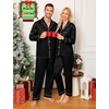 image:imageSWOMOG Family Matching Pajamas Set Silk Satin Button Down Sleepwear Long Sleeve Nightwear 2 Pcs Pj Set Women Black Large