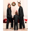 image:imageSWOMOG Family Matching Pajamas Set Silk Satin Button Down Sleepwear Long Sleeve Nightwear 2 Pcs Pj Set Women Black Large