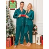 image:imageSWOMOG Family Matching Pajamas Set Silk Satin Button Down Sleepwear Long Sleeve Nightwear 2 Pcs Pj Set Women Green Small