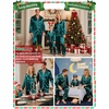 image:imageSWOMOG Family Matching Pajamas Set Silk Satin Button Down Sleepwear Long Sleeve Nightwear 2 Pcs Pj Set Women Green Small