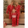 image:imageSWOMOG Family Pajamas Matching Set Long Sleeve Lounge Set Button Down PjsChristmas Pattern Red