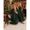 image:imageSWOMOG Family Pajamas Matching Set Long Sleeve Lounge Set Button Down PjsGreen