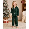 image:imageSWOMOG Family Pajamas Matching Set Long Sleeve Lounge Set Button Down PjsGreen