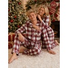 image:imageSWOMOG Family Pajamas Matching Set Long Sleeve Lounge Set Button Down PjsRed  White Plaid