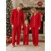 image:imageSWOMOG Family Pajamas Matching Set Long Sleeve Lounge Set Button Down PjsRed