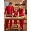 image:imageSWOMOG Family Pajamas Matching Set Long Sleeve Lounge Set Button Down PjsRed
